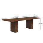 Walnut Dining Table 95 Inch - Solid Wood | Seats 8, shown with dimensions 95x39x30 inches for spacious dining room placement.