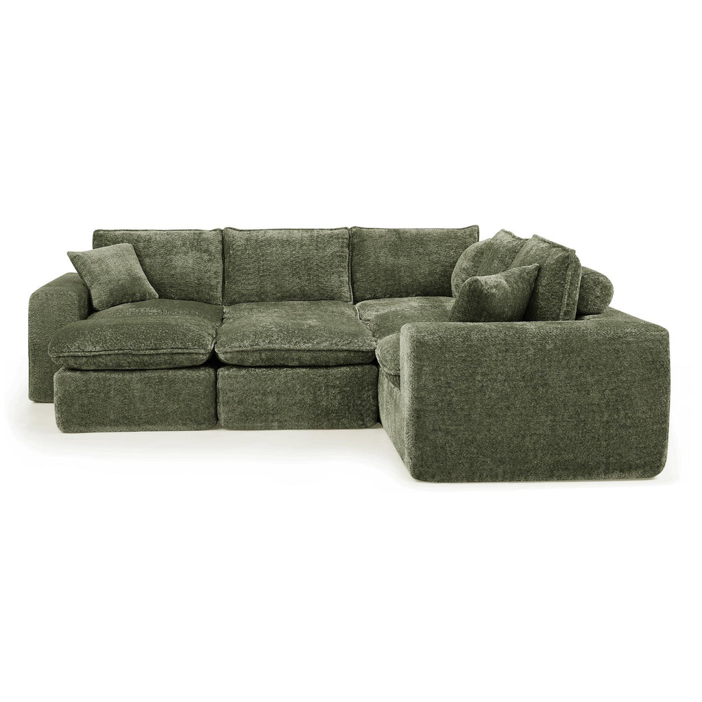 107'' Modern L-shaped Sectional Sofa with Ottomans.
