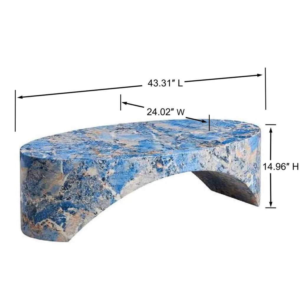 The oval natural marble coffee table side table in the living room,blue.