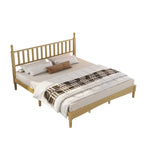 King Size Wood Platform Bed Featuring a Gourd Shaped Headboard.