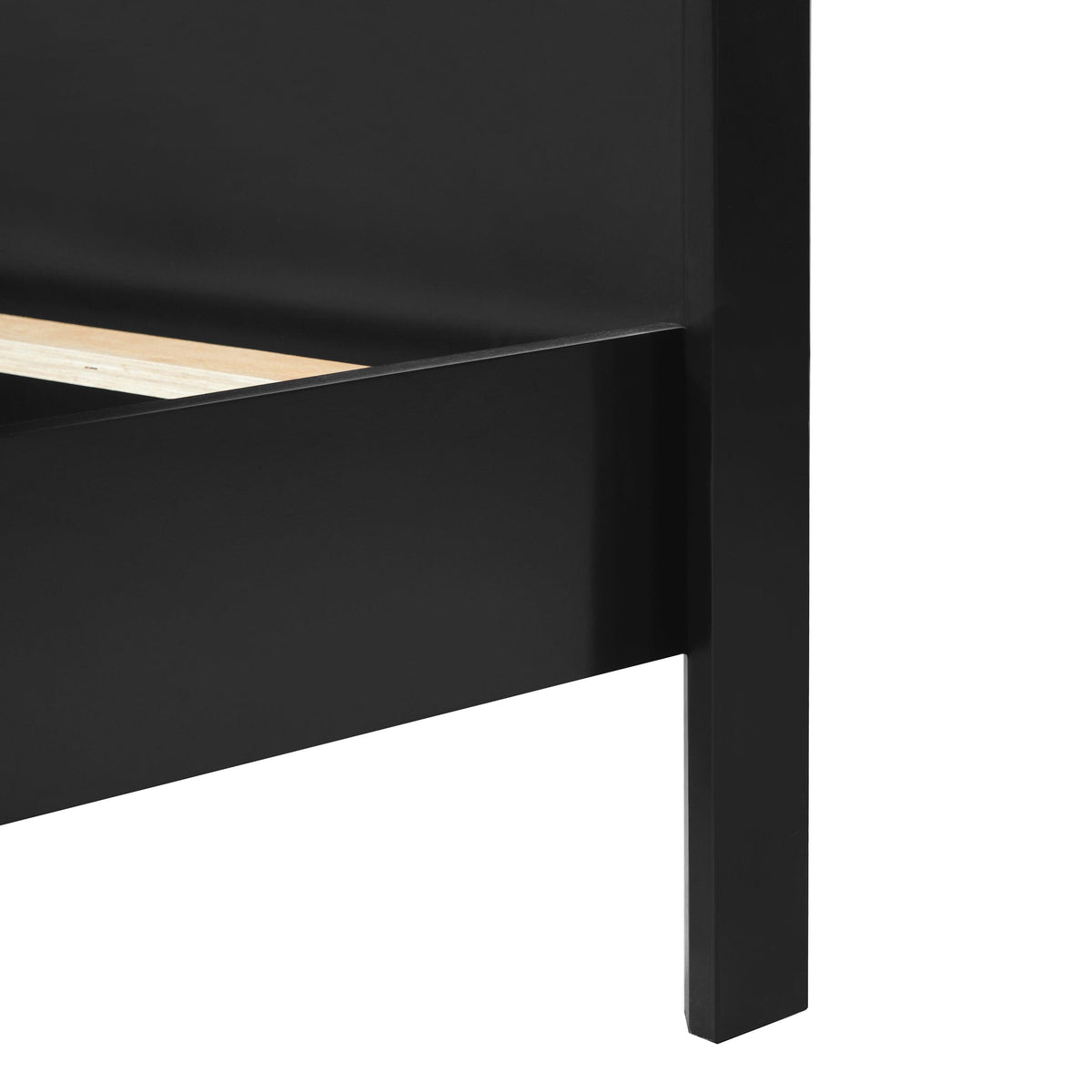 Solid Wood King Size Bed - Black Pine Design.
