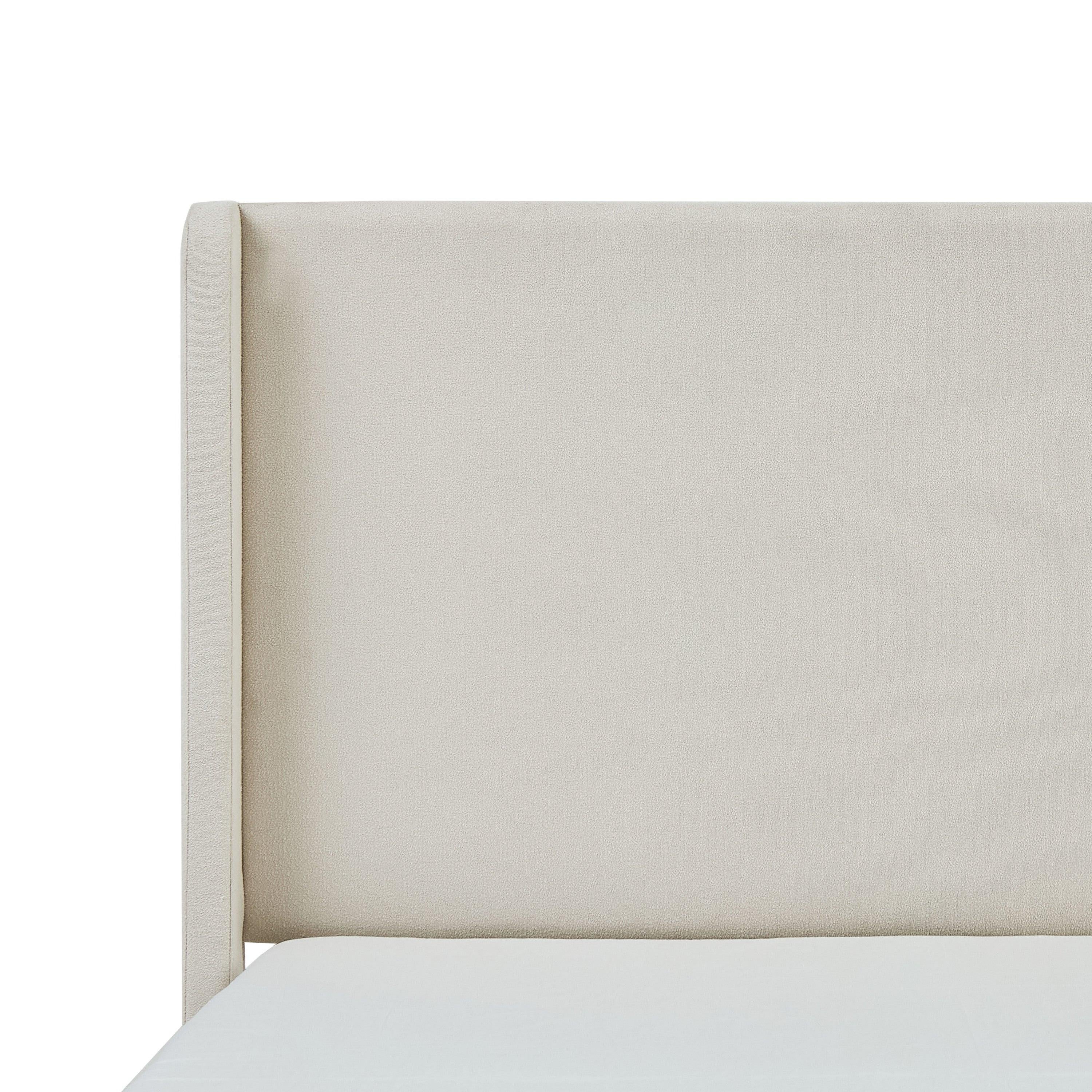 Carmen Wingback Bed Frame in Ivory Boucle - King Size.