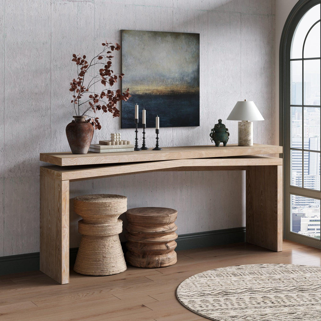 65-Inch Rustic Farmhouse Console Table for Living Room.