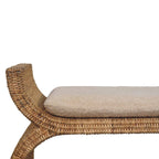 Rattan Weave Boucle Bench - Handmade Wood Furniture.