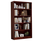 60-Inch Mahogany MDF 5-Tier Modern Bookshelf with Adjustable Shelves