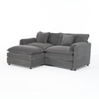 Modular Sectional Sofa Grey with Ottoman for Living Room.