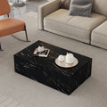 39-Inch Black Marble Texture MDF Coffee Table with Modern Base