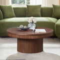 Walnut Round Coffee Table - 35.43 inch MDF with Wood Veneer.