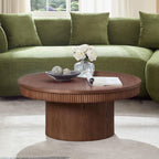 Walnut Round Coffee Table - 35.43 inch MDF with Wood Veneer.