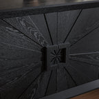 Black Farmhouse Credenza with Sunburst Door Design.
