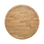 Top-down view of Round Wooden Coffee Table with Bottom Shelf in Maple Brown, highlighting its smooth circular surface.