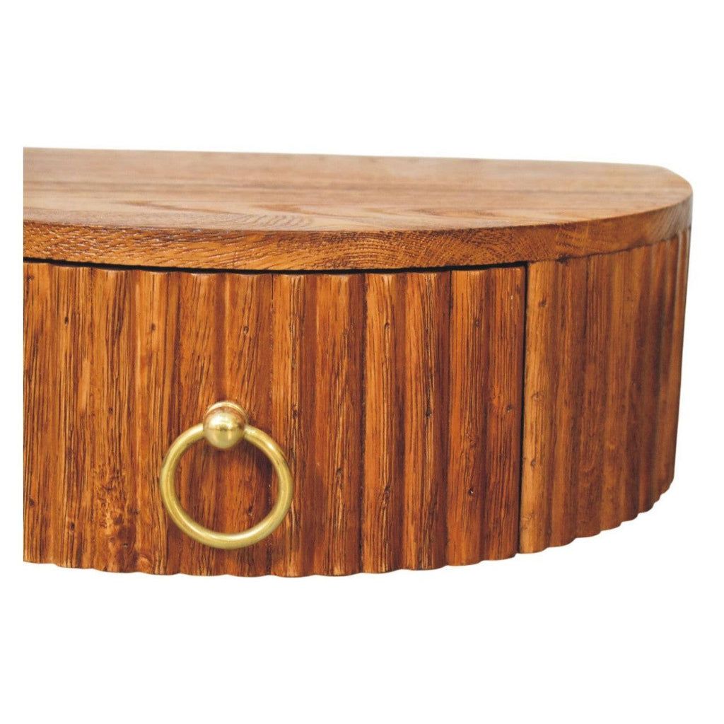 Solid Wood Nightstand with Ring Pull in Modern Style.
