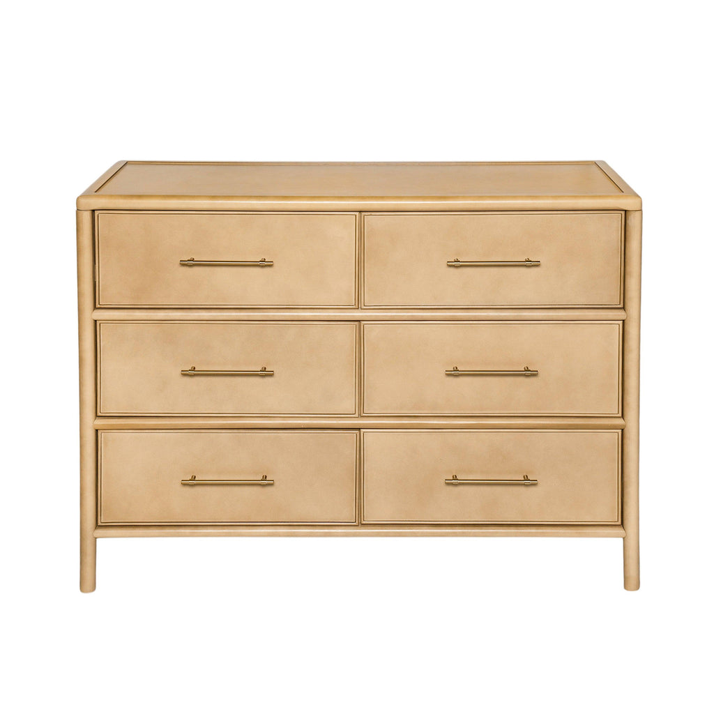 Natural Storage Cabinet with 6 Drawers for Living Room.