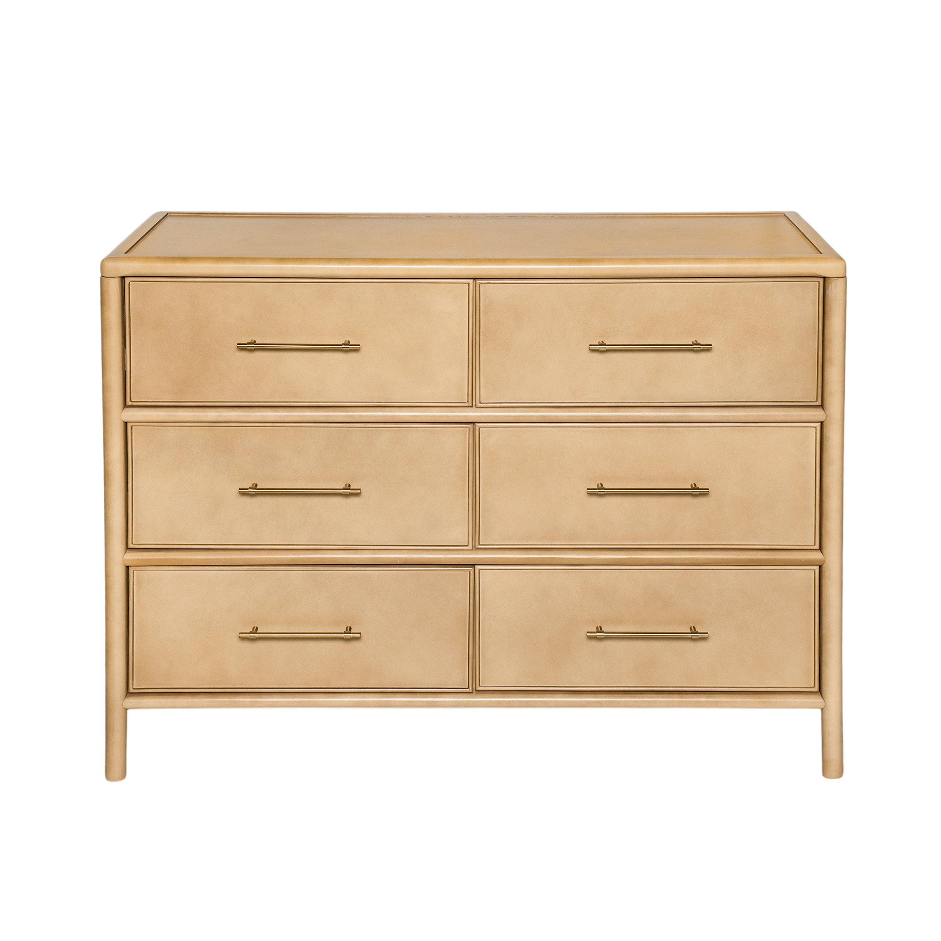Natural Storage Cabinet with 6 Drawers for Living Room.