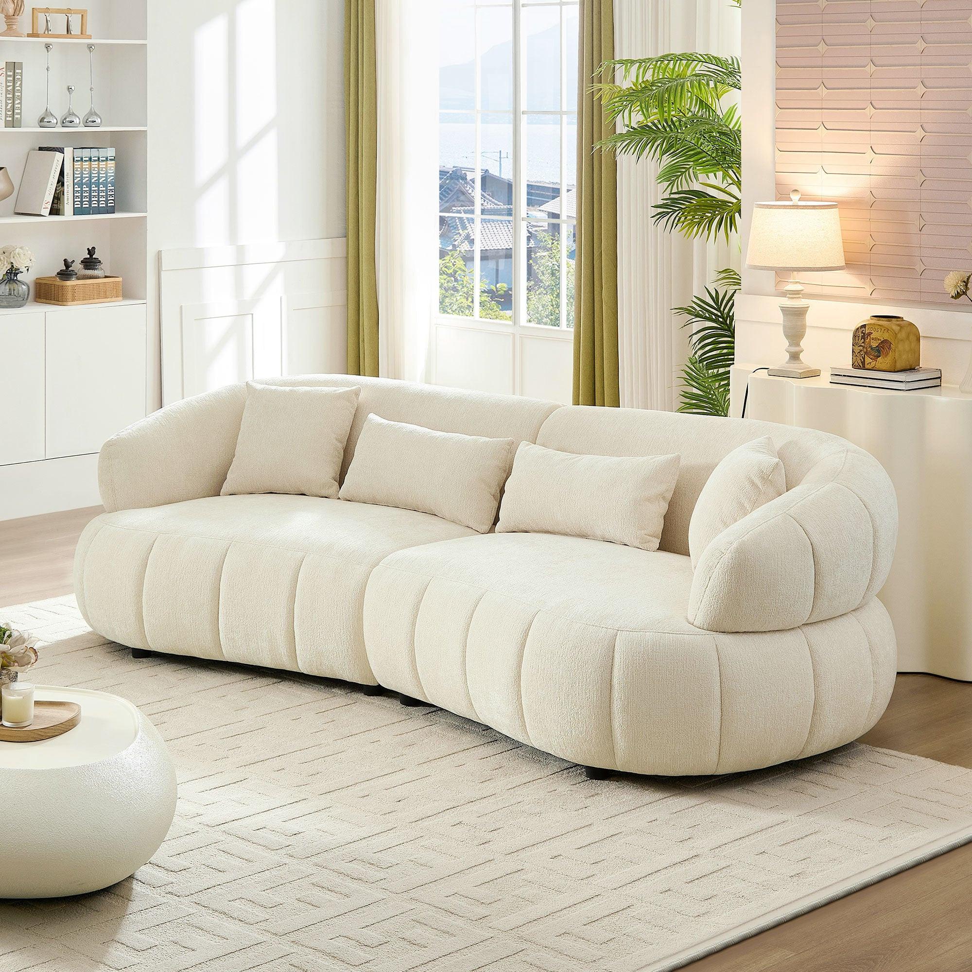 Modern Curved Sectional Sofa for Living Room - Beige.