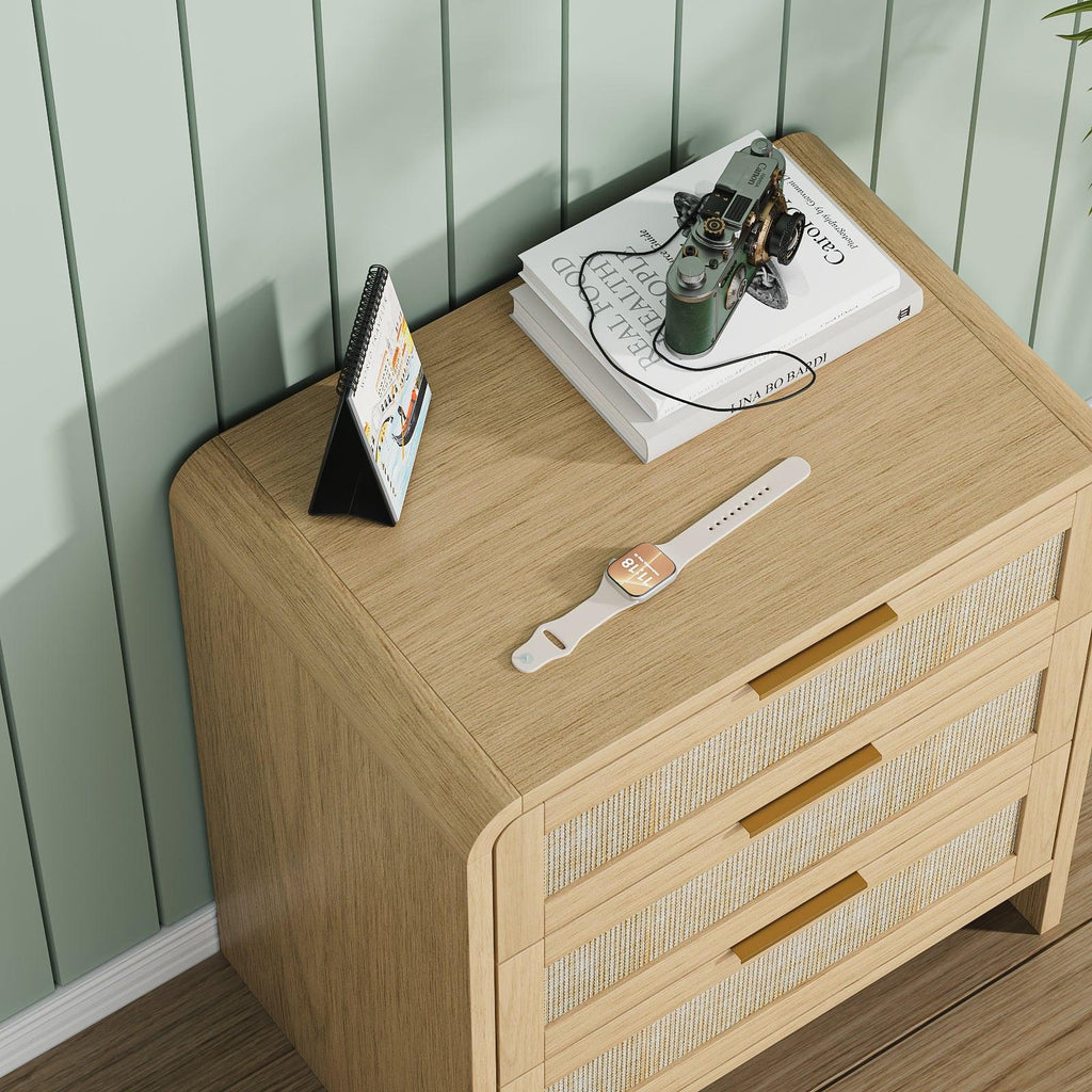Rattan Nightstand Set of 2 - Modern Bedroom Storage.