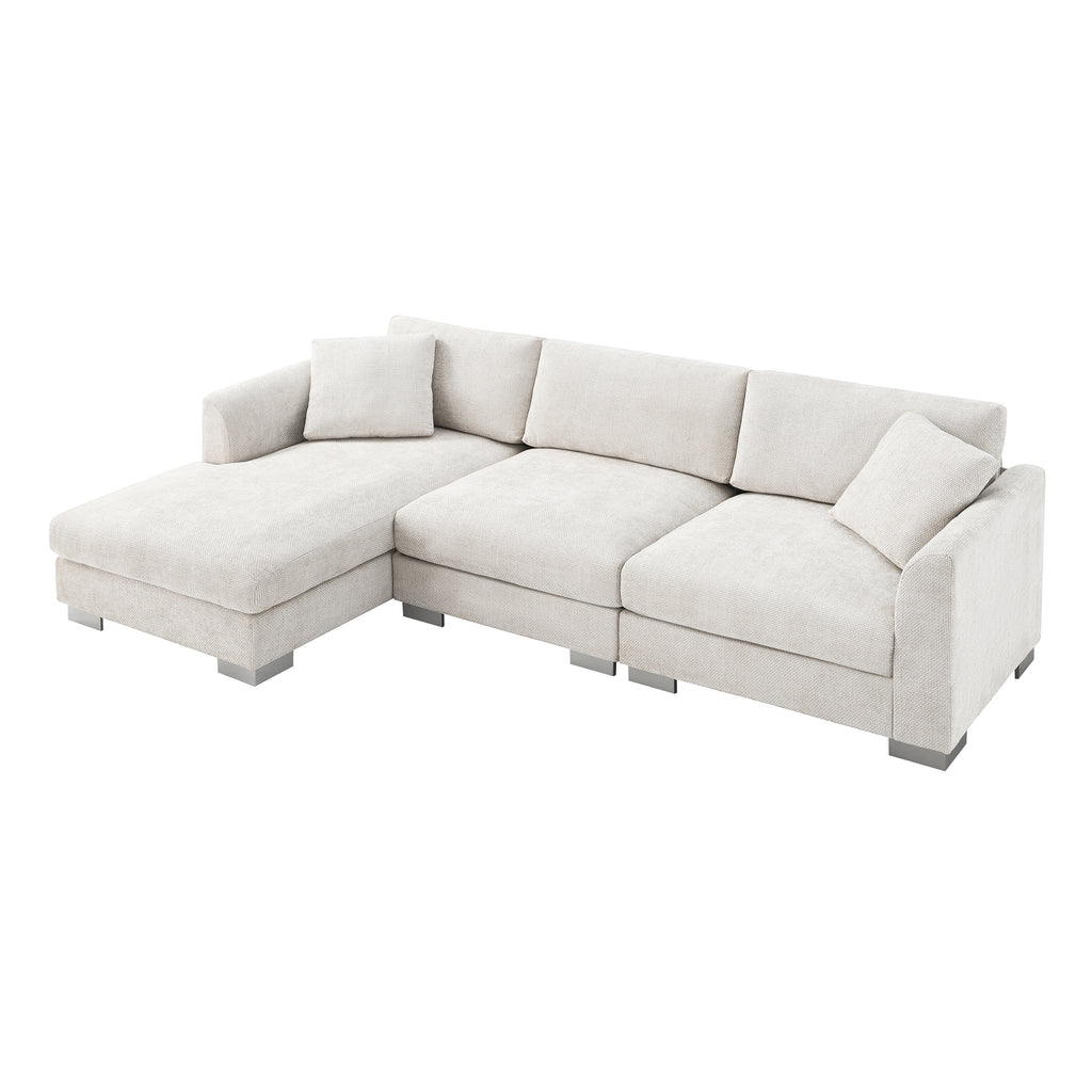 Minsk Gray Chenille 4-Seater L-Shaped Sectional Sofa with Chaise