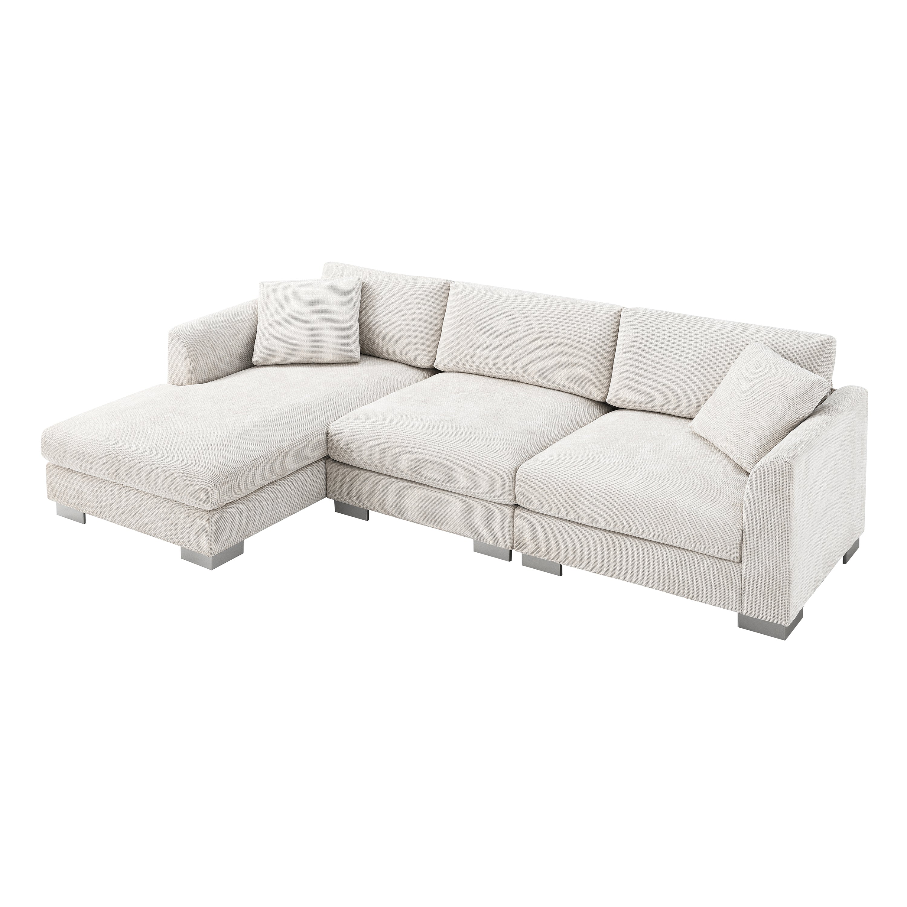 Minsk Gray Chenille 4-Seater L-Shaped Sectional Sofa with Chaise