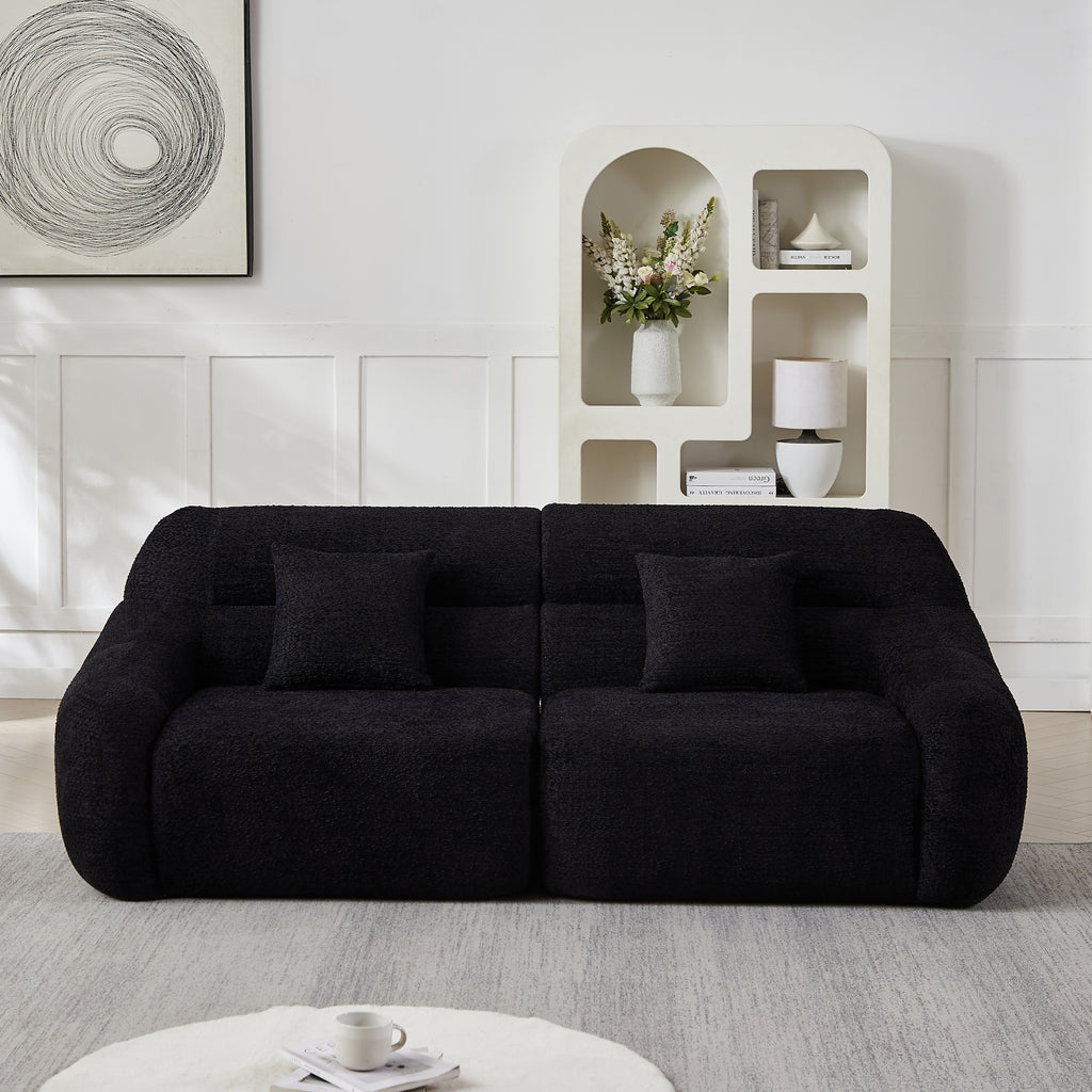 Compact 2-seater configuration of Luxury Chenille Black Modular Sofa, perfect for small spaces or accent seating in modern homes.