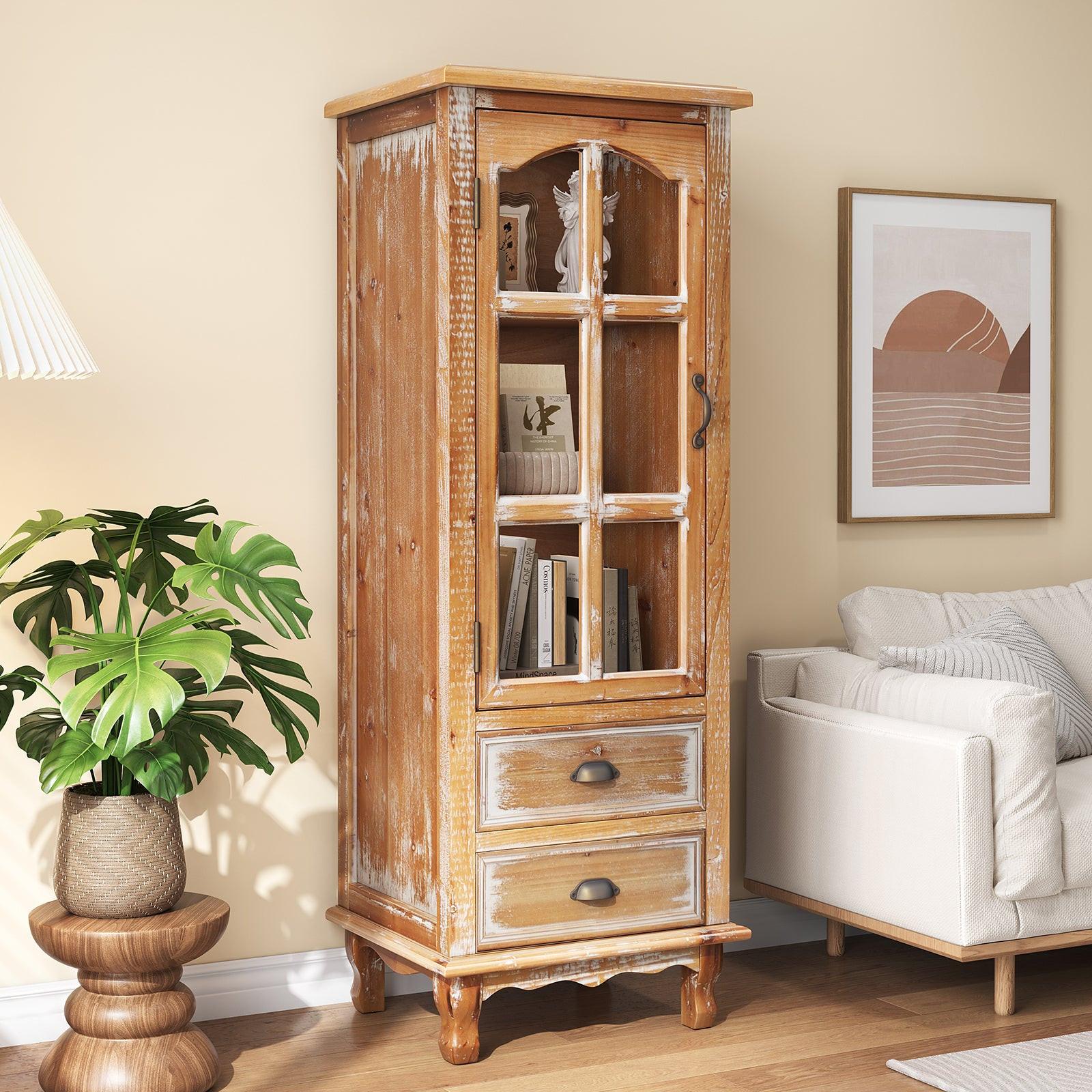 Rustic Wooden Storage Cabinet for Living Room & Bedroom.