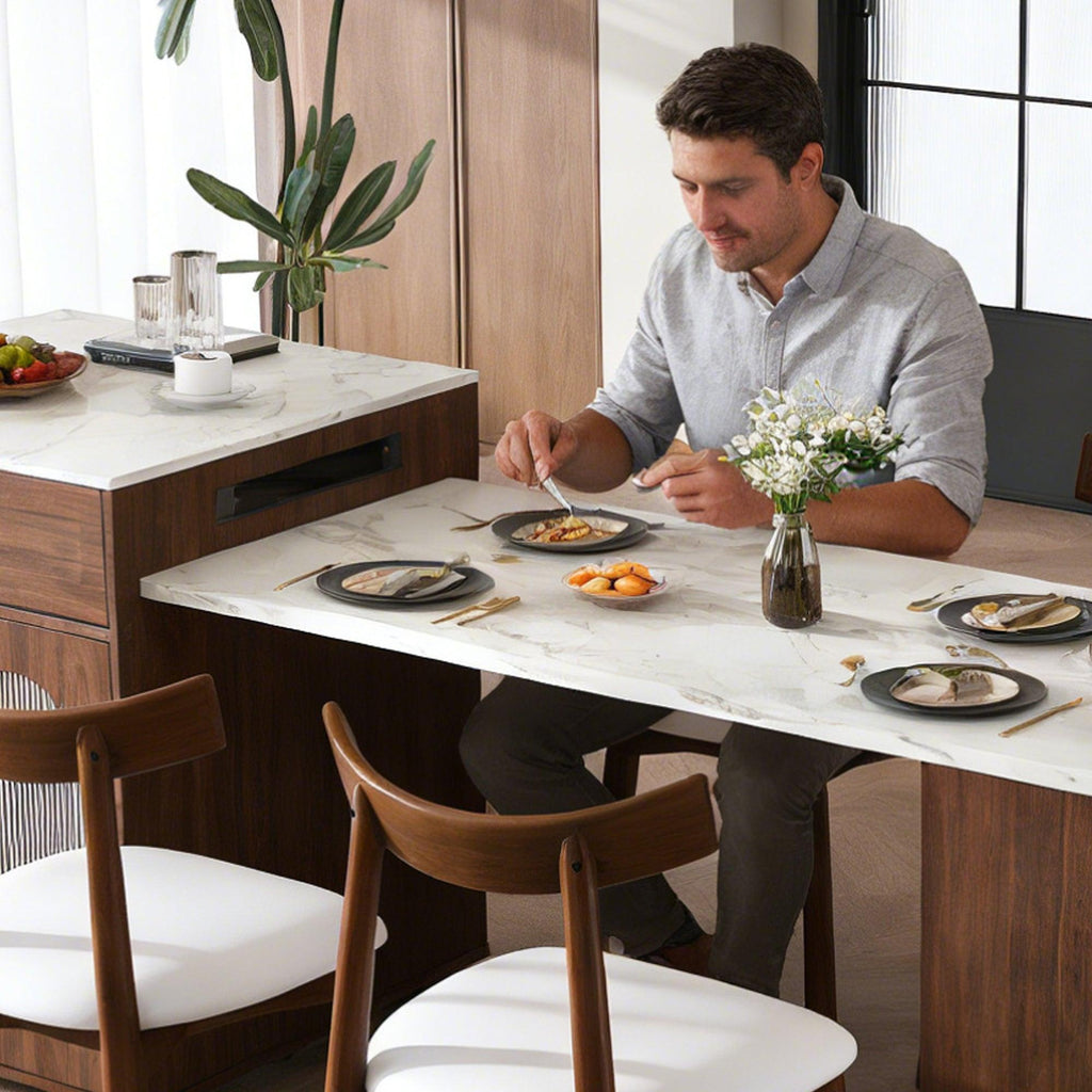 80-Inch Expandable Kitchen Island Dining Set with 4 Chairs.