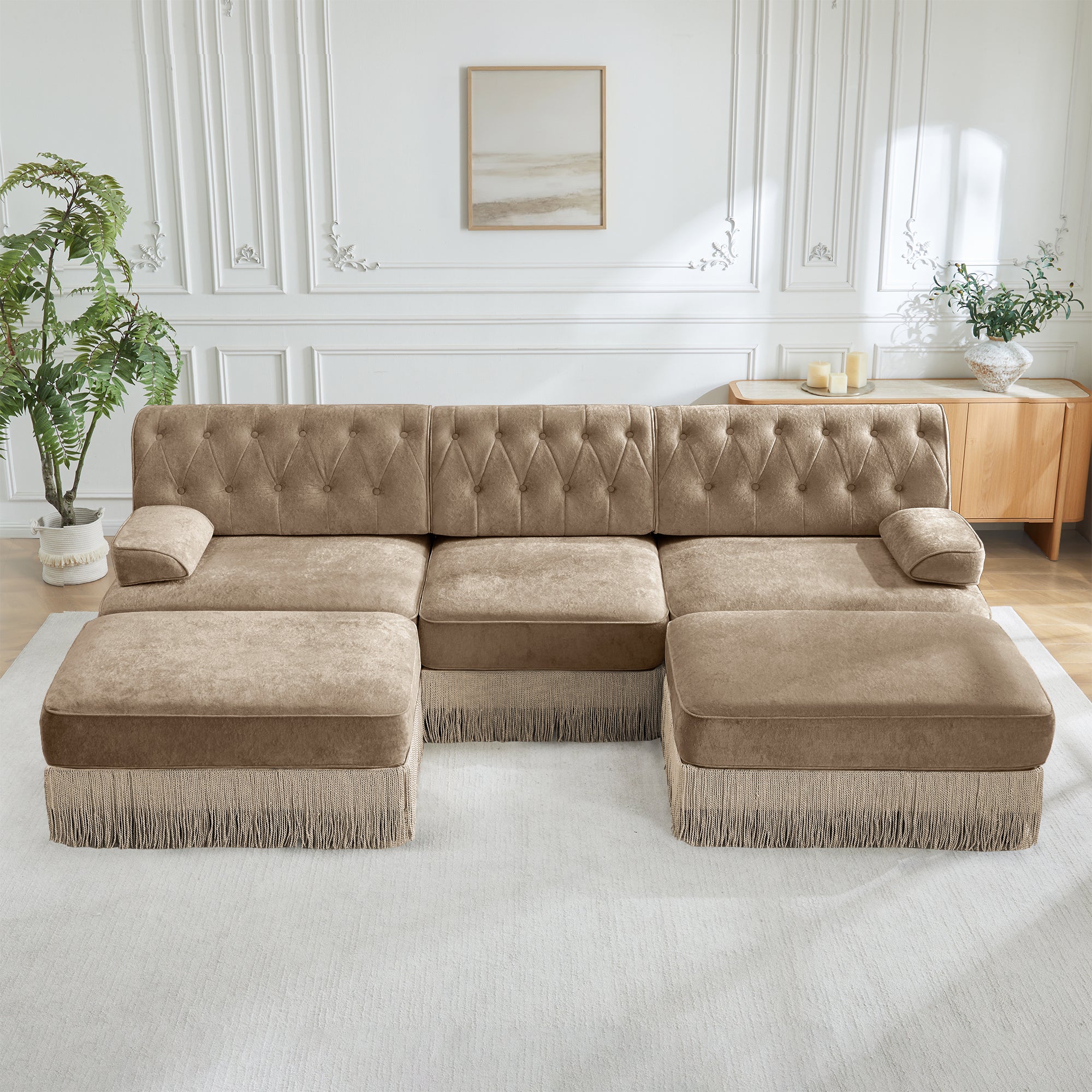 Modular Velvet Chesterfield Sofa for Living Rooms