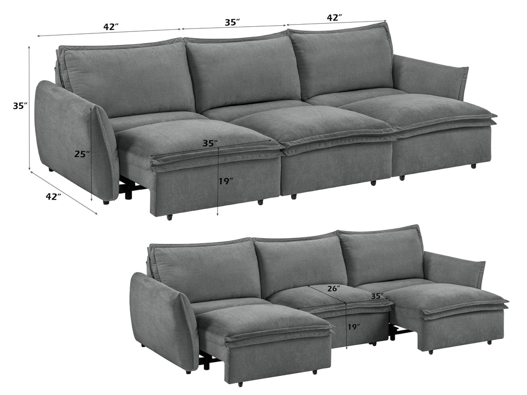Gray Chenille Sleeper Sofa - Eaden Power Sofa.