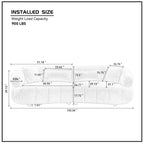 Curved Modern Sofa - 4-Seat Textured Fabric Couch.