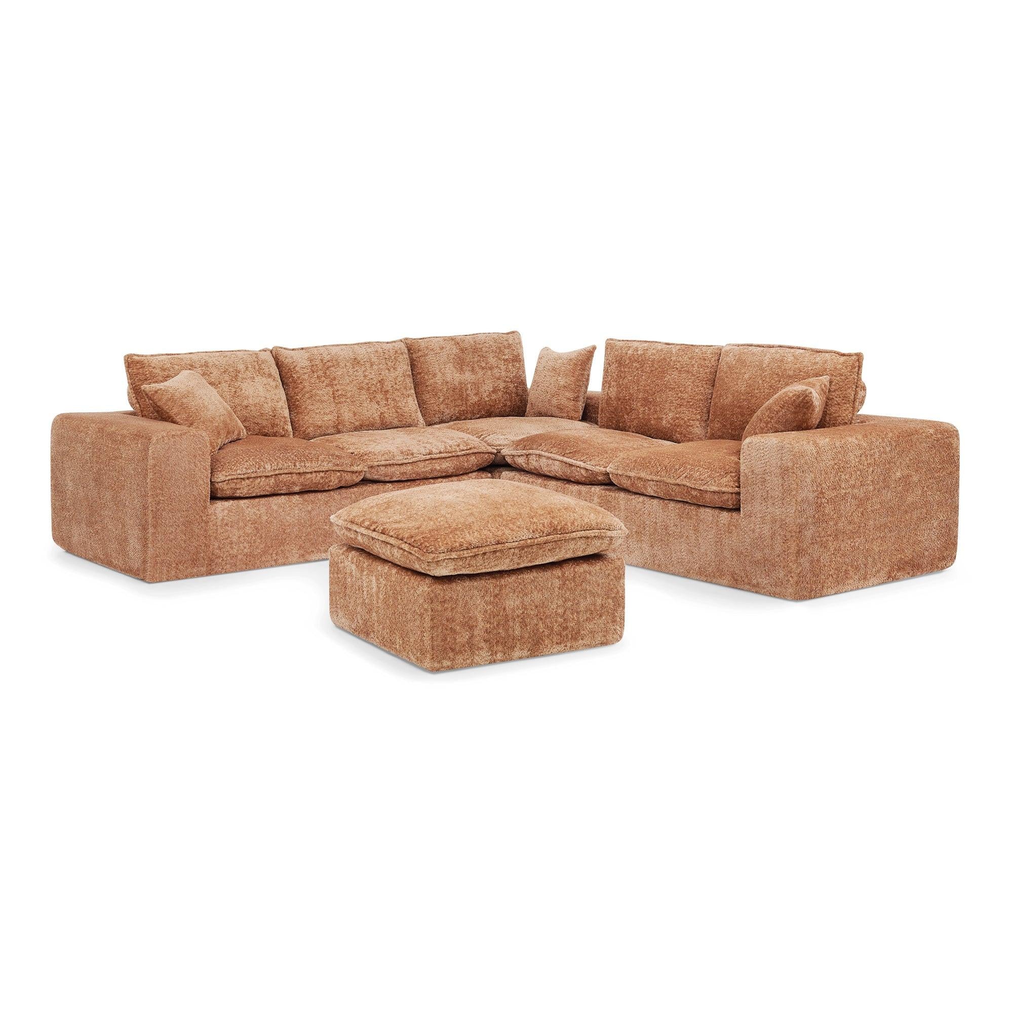 107'' Modern L-shaped Sectional Sofa with Moveable Ottoman.