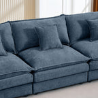 Modern Modular Sectional Sofa, 102 Inch L-Shaped Couch with Movable Ottoman, Blue Chenille Upholstery