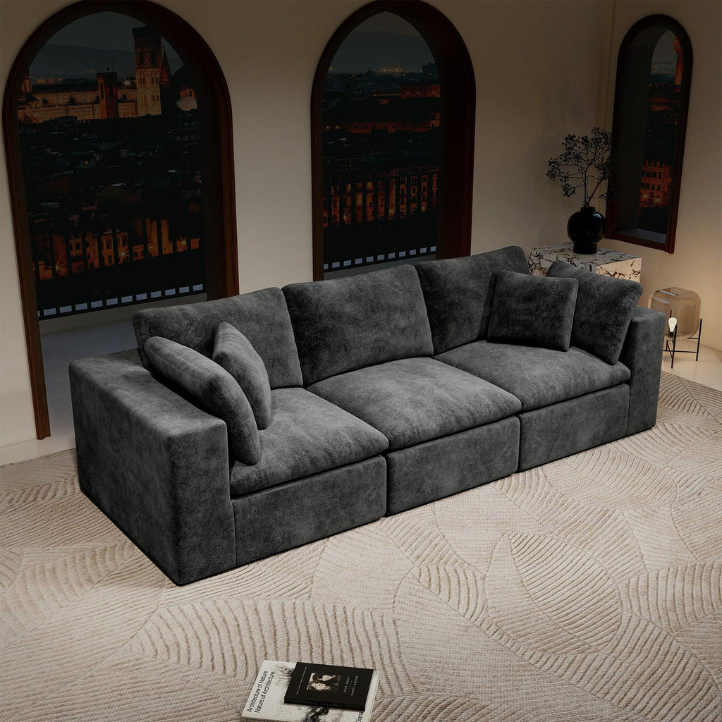 Modular Sectional Sofa Grey - Comfortable 3PC Couch.