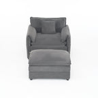Chenille Recliner Chair with Movable Ottoman for Comfort.