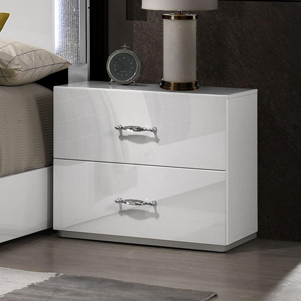Modern White Nightstand with Storage for Bedroom.
