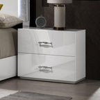 Modern White Nightstand with Storage for Bedroom.