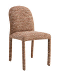 Chenille Side Chair with padded seat and curved backrest, fully upholstered in textured brown chenille for stylish and durable seating.