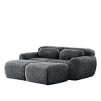 Dark Grey Plush Modular Sofa with Ottoman & Pillows in a no-assembly-required design, showcasing soft ergonomic structure and modern style.