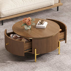 Modern Round Coffee Table with Storage Drawers.