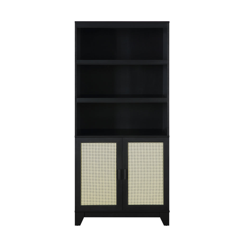 Sheridan 31' Bookcase Cabinet in Black (7-Shelf)