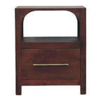 Solid Wood Arched Edge 1 Drawer Bedside Table.