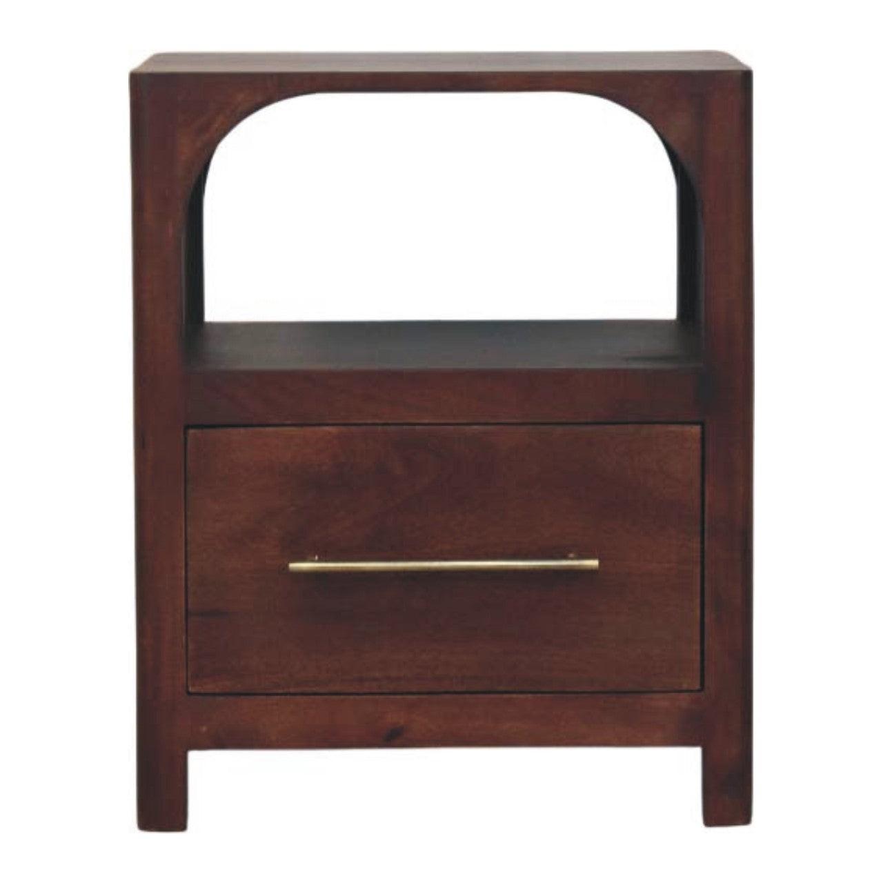 Solid Wood Arched Edge 1 Drawer Bedside Table.