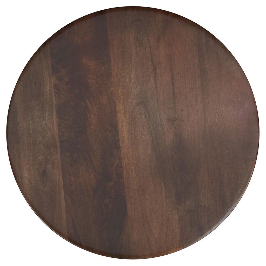 Columbo Brown Round End Table - Solid Mango Wood.