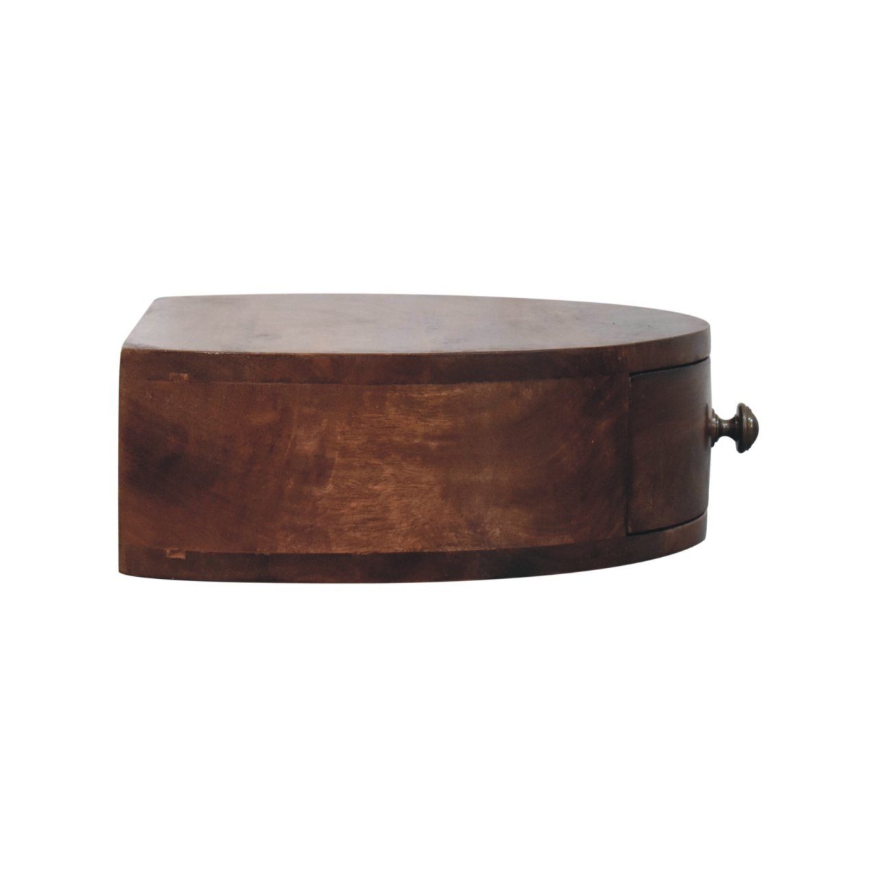 Solid Wood Honey Caramel Wall-Mounted Rounded Bedside, 1-Drawer, Brown