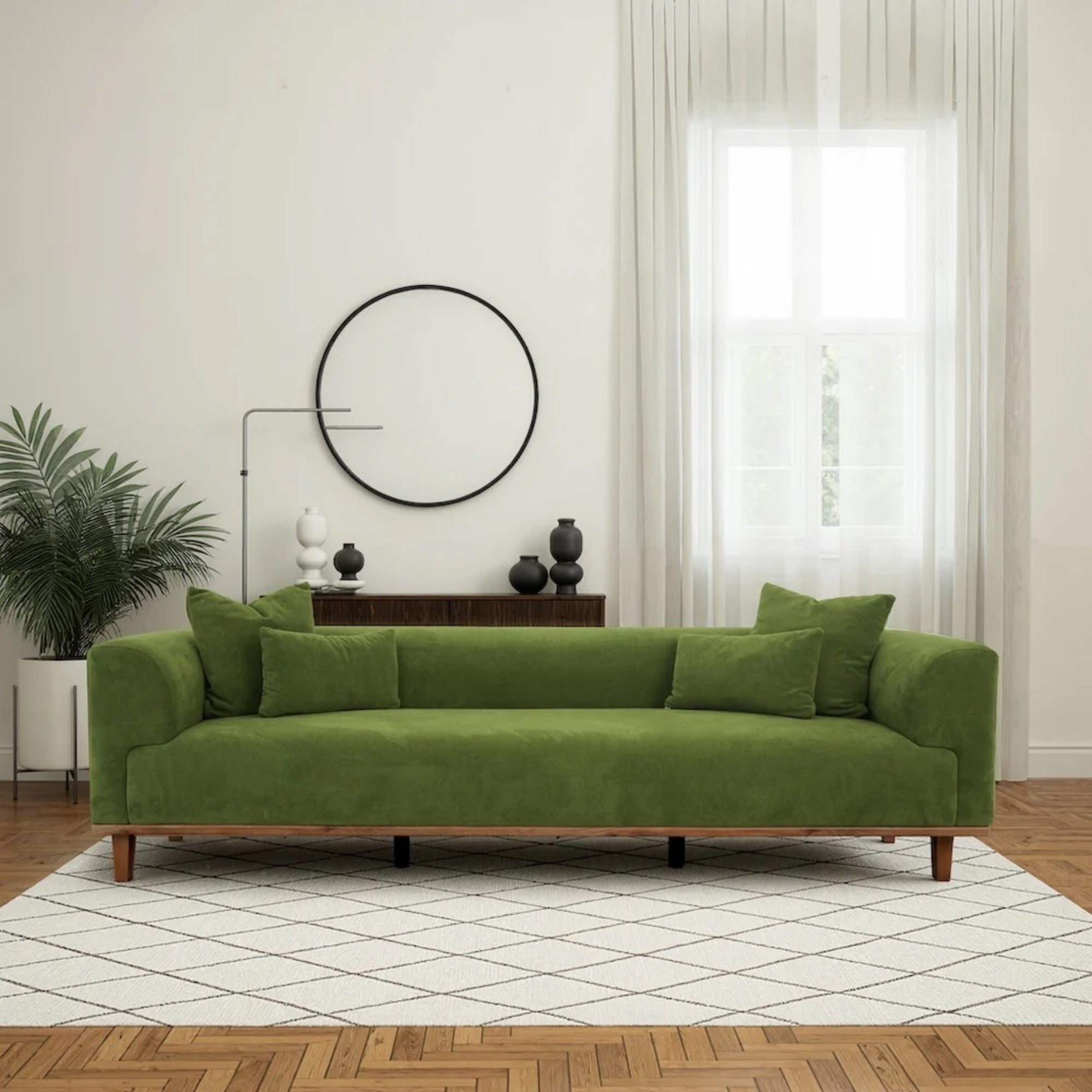 Richardson 103-inch Green Velvet 3-Seater Sofa with Nordic Style