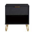 Dumbo 20' Fluted Nightstand in Black (1-Drawer)