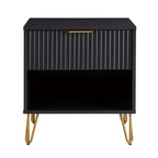 Dumbo 20' Fluted Nightstand in Black (1-Drawer)