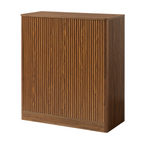 Walnut 31.5-inch Sideboard Cabinet with Curved Design.