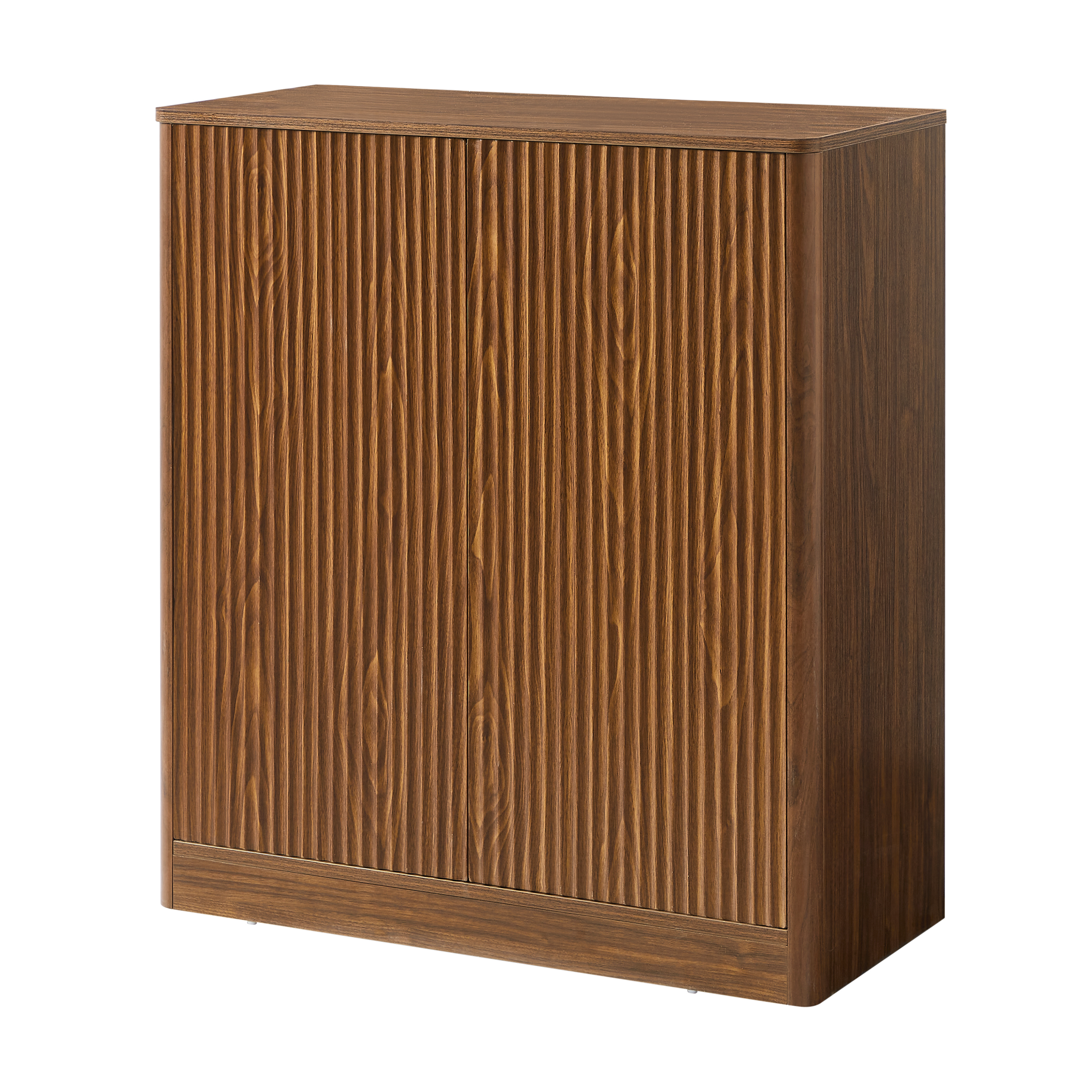 Walnut 31.5-inch Sideboard Cabinet with Curved Design