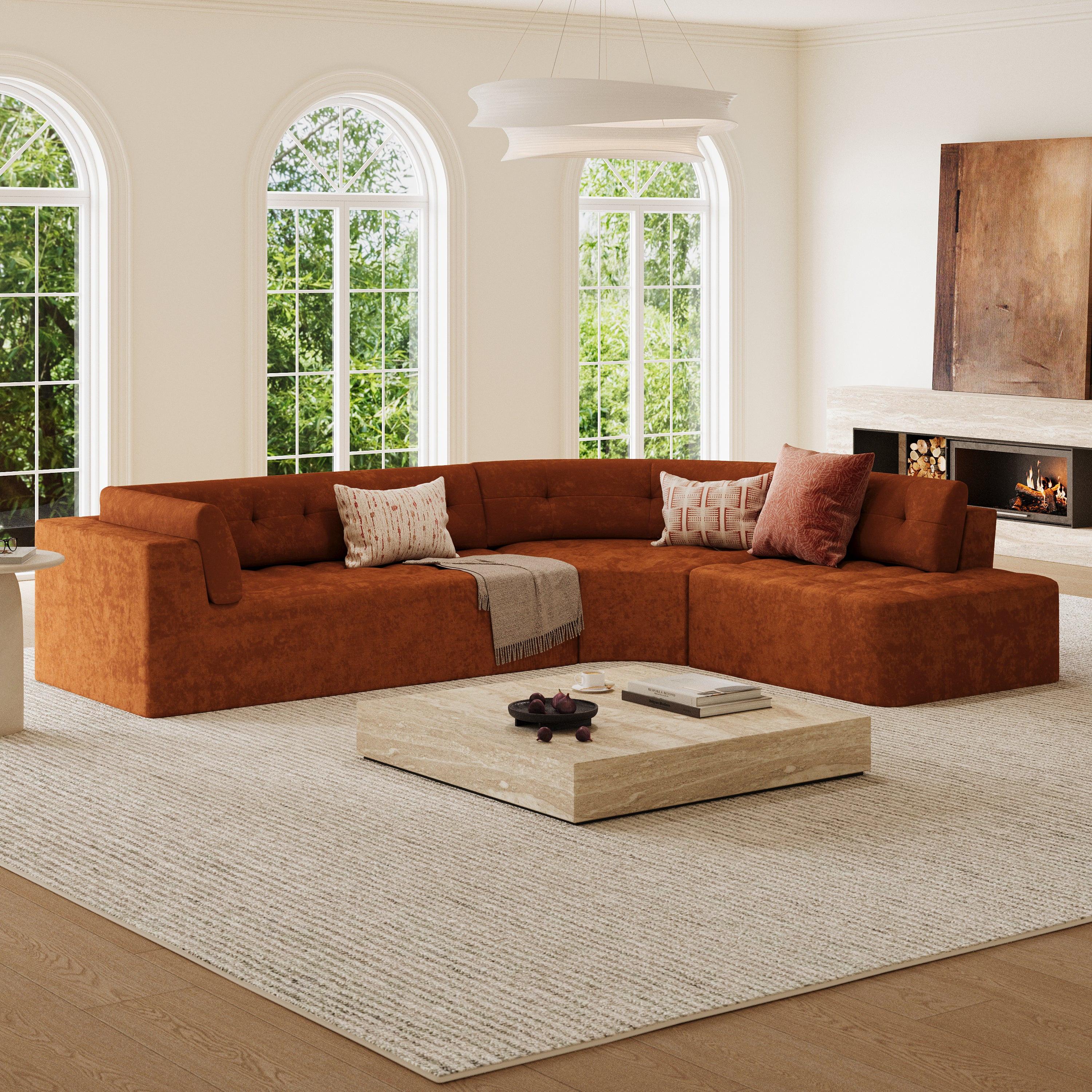Curved L-Style Sectional Sofa for Modern Living Spaces.