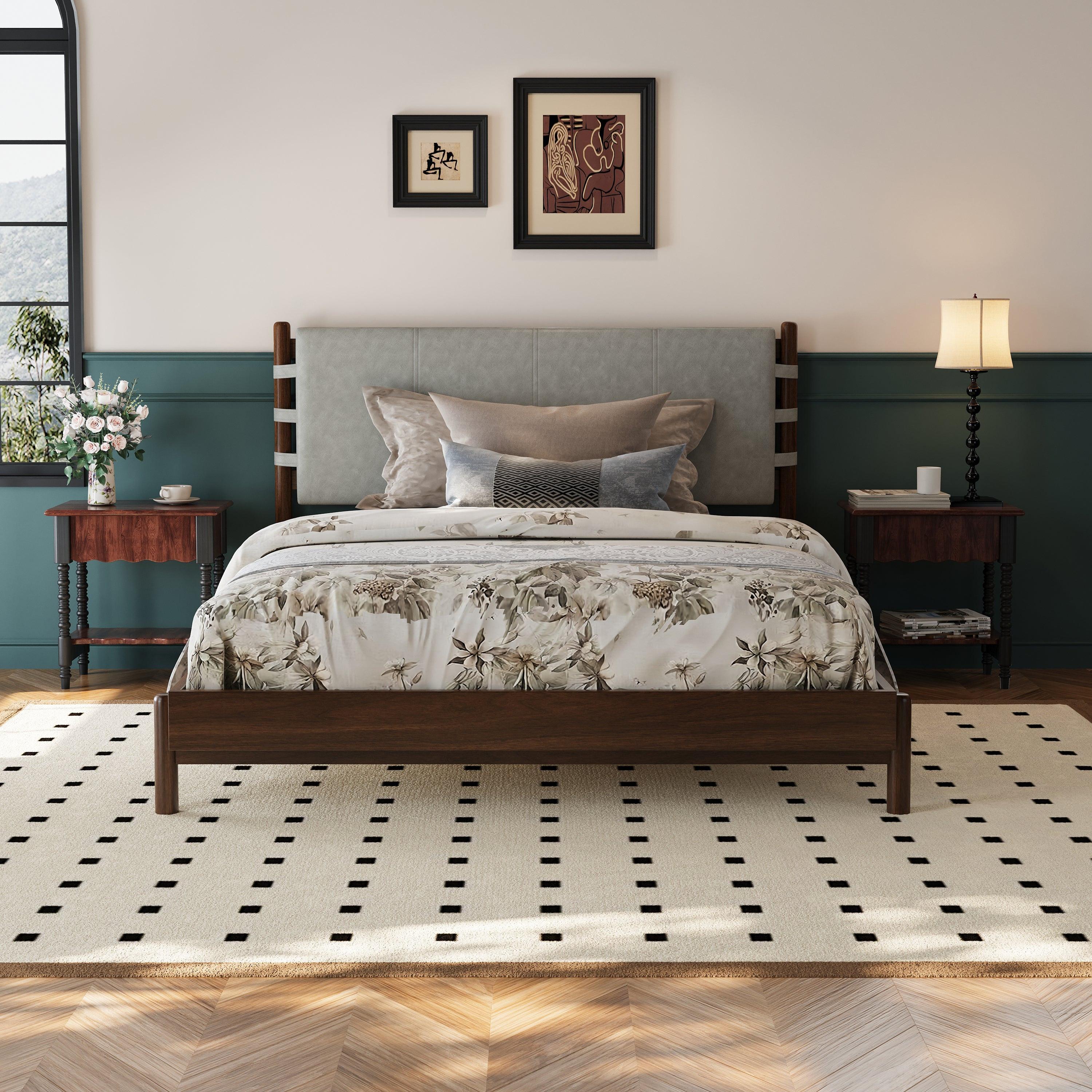 Queen Rubber Wood Bed Frame with Headboard.