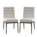 Leatherette and Metal Side Chairs in White and Chrome, Set of 2